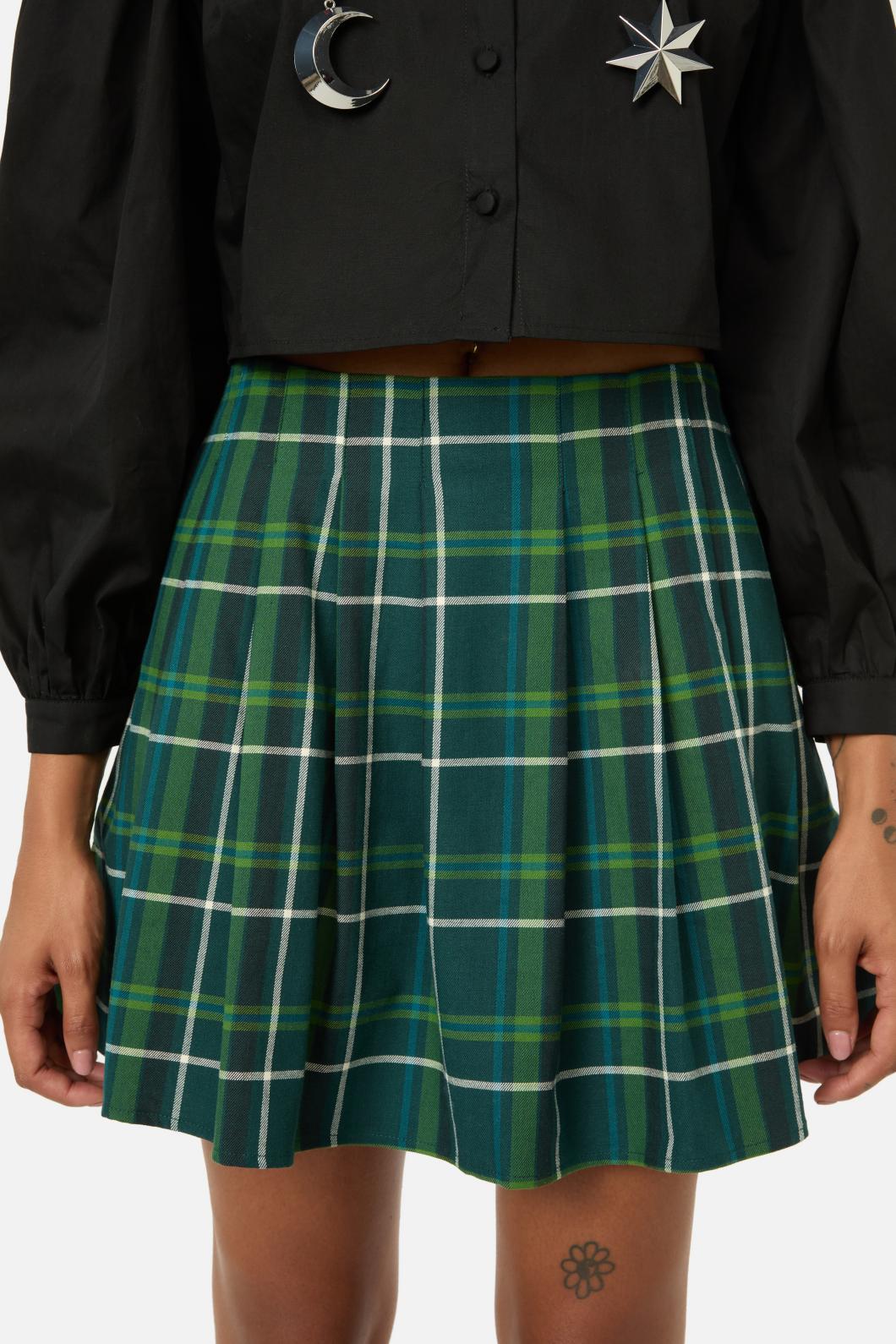 Black Friday - Jester Mini Tartan Tennis Skirt - green
