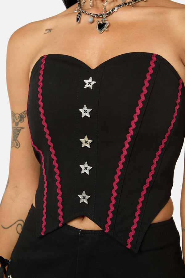 Black Friday - Iykyk Rickrack Corset Top - black