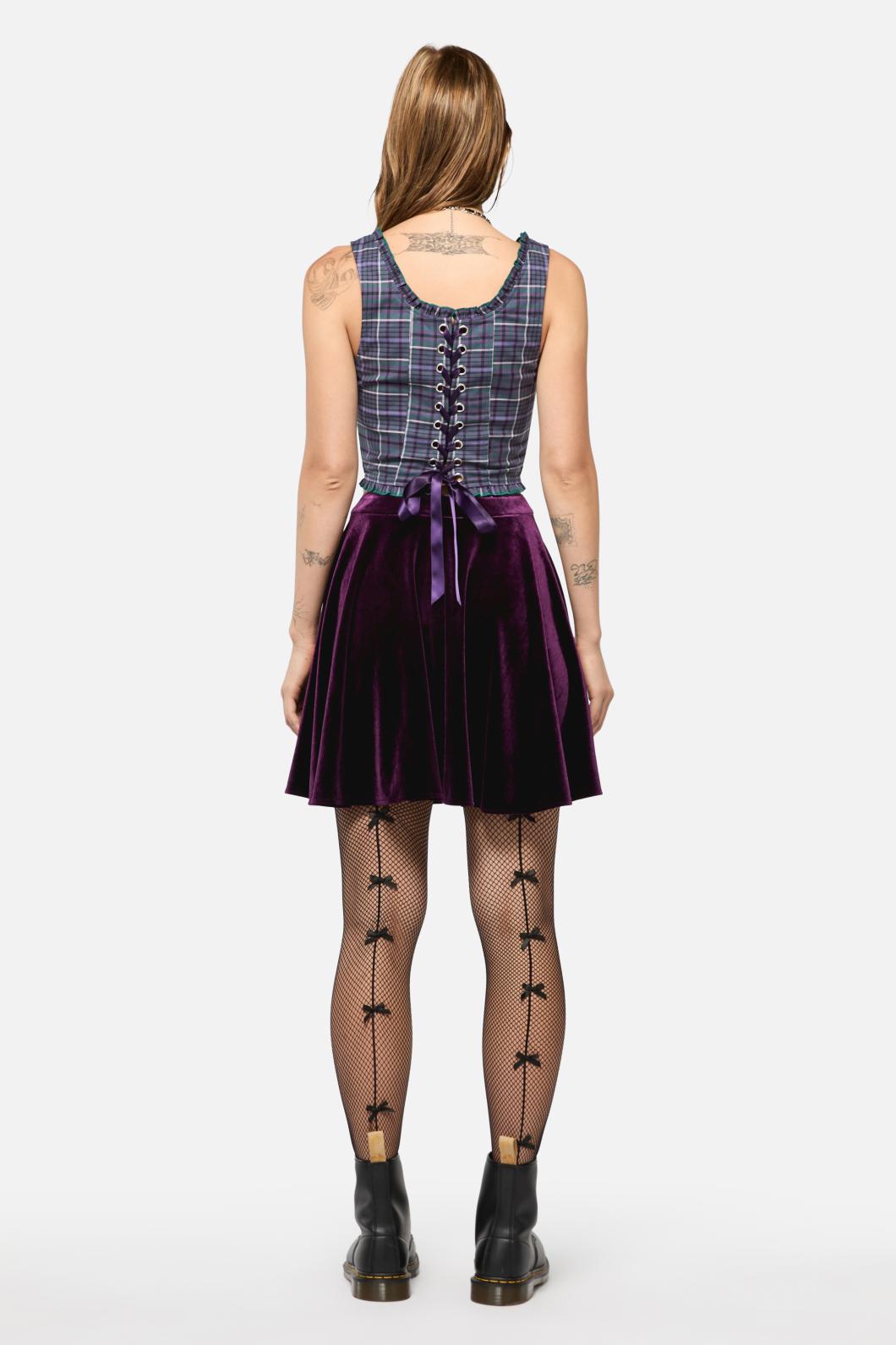 Black Friday - Thicket Tartan Corset Top - green-purple