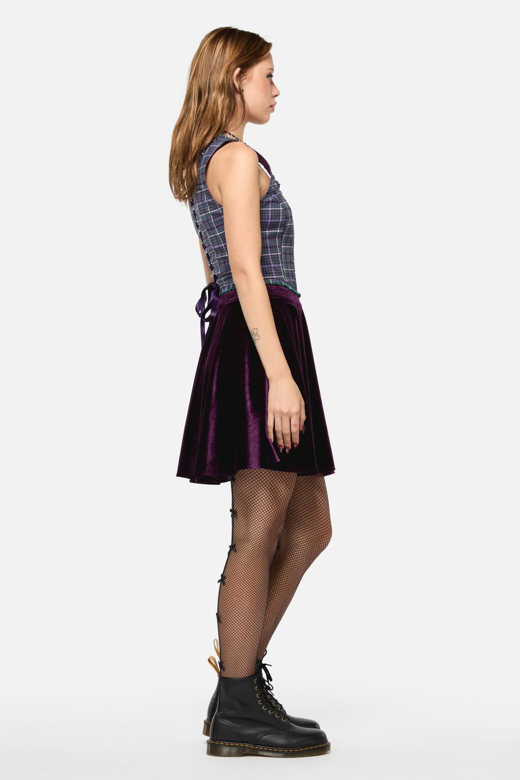 Black Friday - Thicket Tartan Corset Top - green-purple