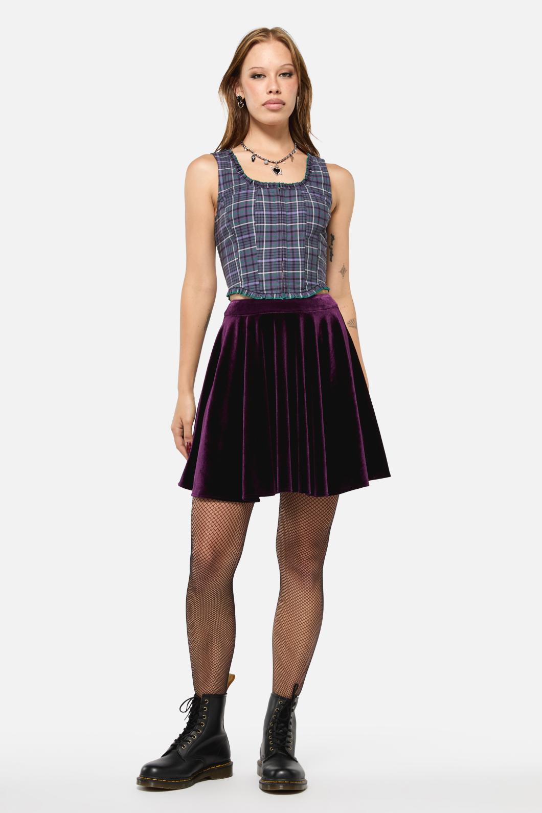 Black Friday - Thicket Tartan Corset Top - green-purple