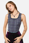 Black Friday - Thicket Tartan Corset Top - green-purple