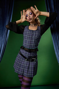 Black Friday - Thicket Tartan Corset Top - green-purple
