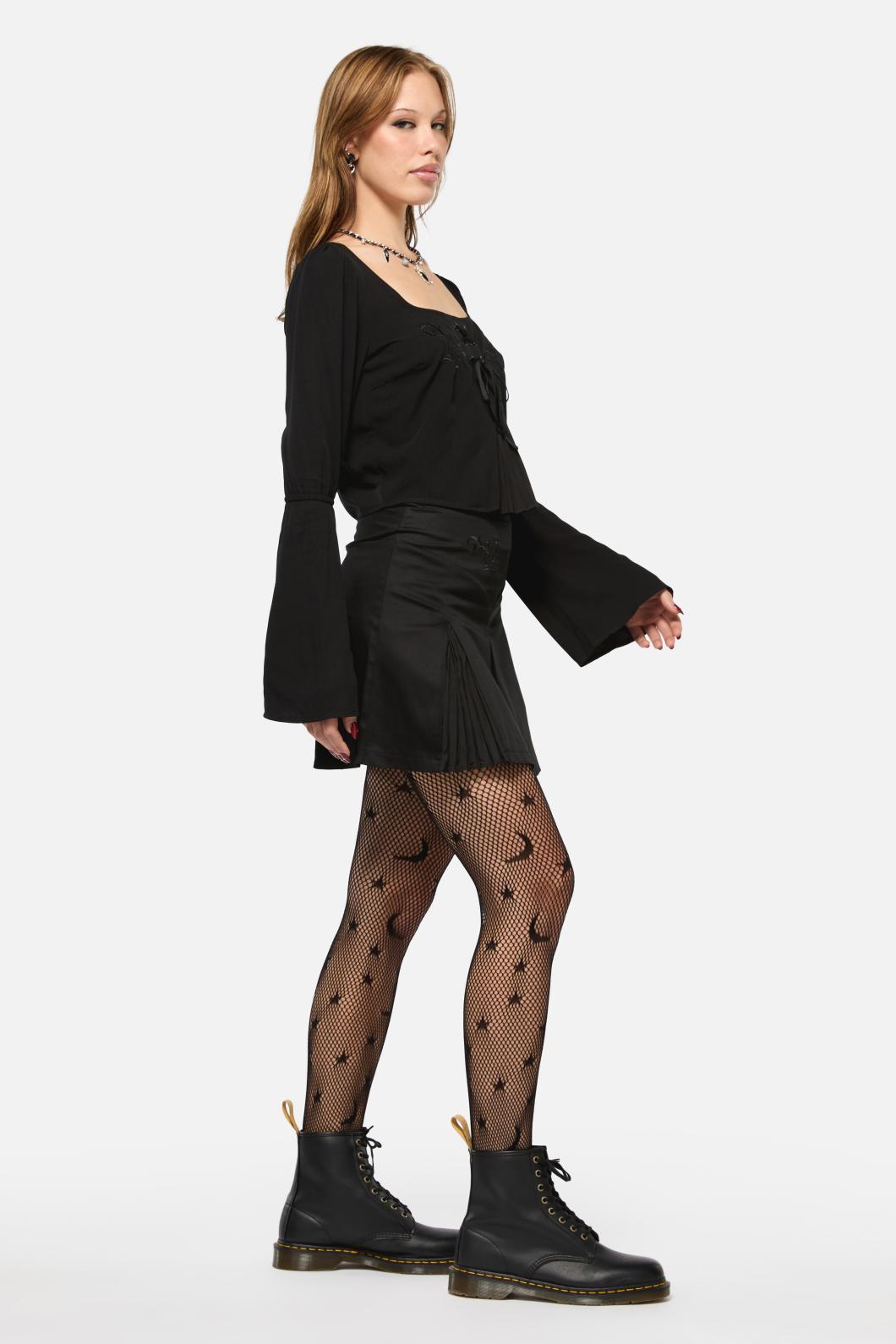 Black Friday - Filigree Pleat Goth Top - black