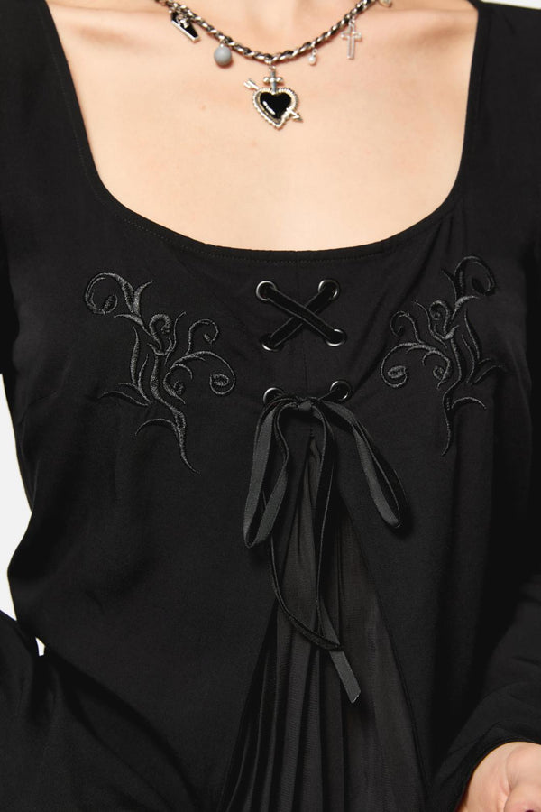 Black Friday - Filigree Pleat Goth Top - black