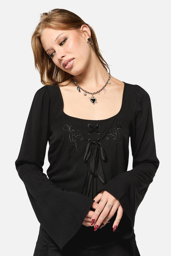 Black Friday - Filigree Pleat Goth Top - black
