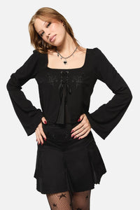 Black Friday - Filigree Pleat Goth Top - black