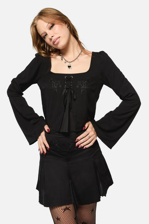 Black Friday - Filigree Pleat Goth Top - black