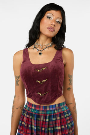 Black Friday - Unified Cord Corset Top - maroon