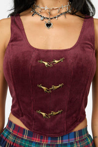 Black Friday - Unified Cord Corset Top - maroon