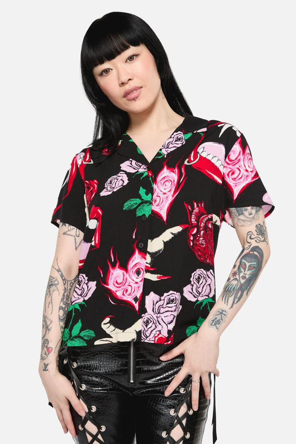 Black Friday - Immortal Love Repeat Blouse - black-red