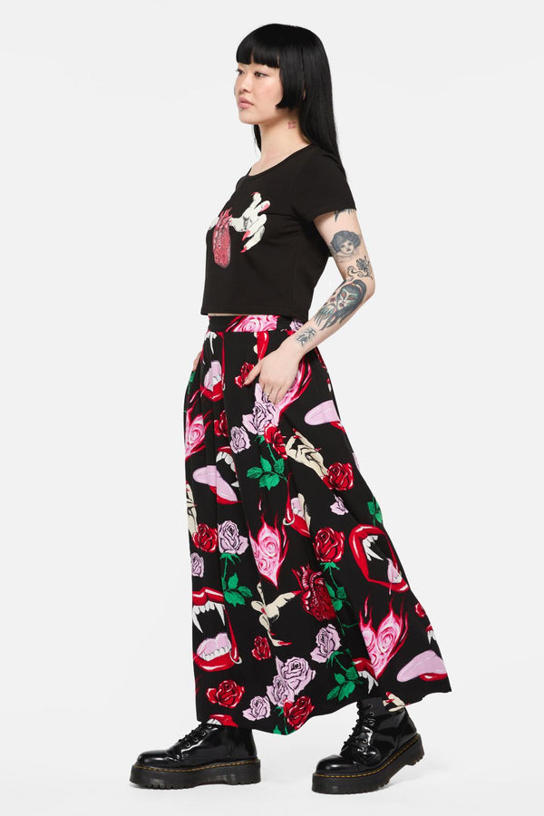 Black Friday - Immortal Love Midi Skirt - black-red