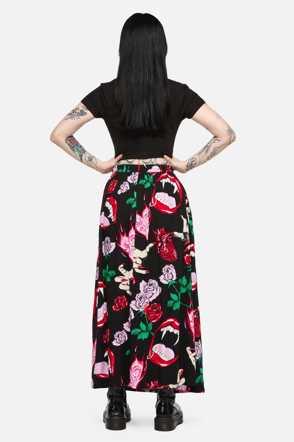 Black Friday - Immortal Love Midi Skirt - black-red