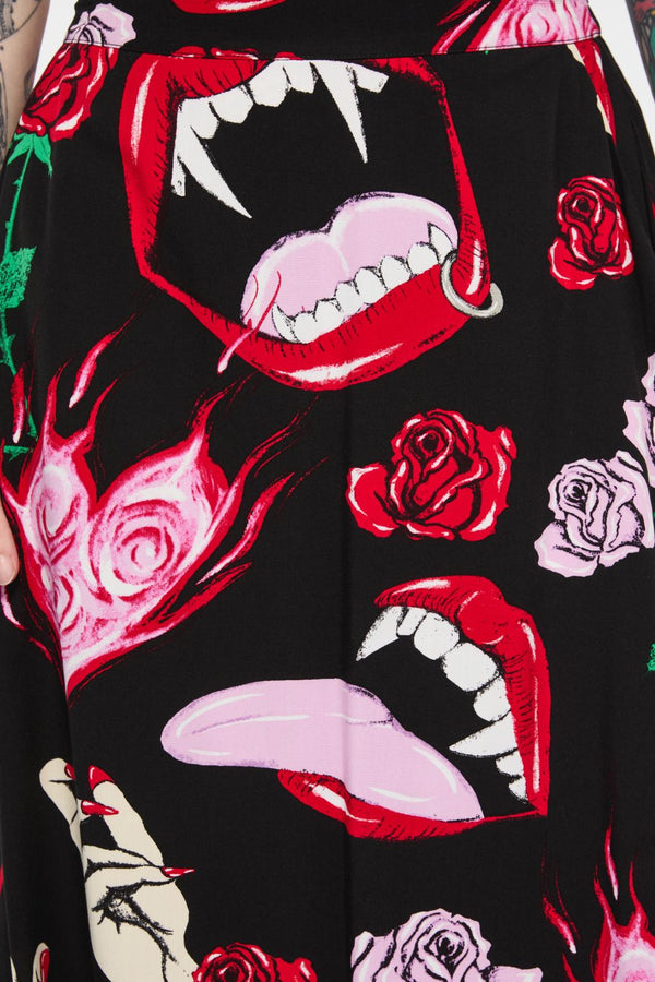 Black Friday - Immortal Love Midi Skirt - black-red