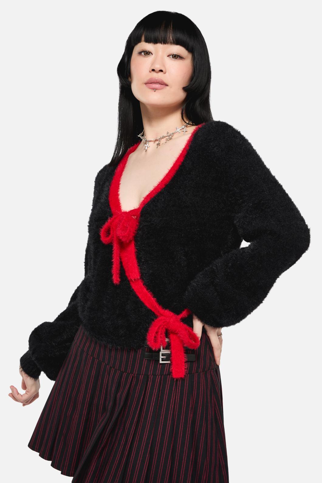 Black Friday - Vampy Bow Tie Cardigan - black