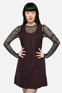 Black Friday - Undead Pinstripe Pinafore - black-red