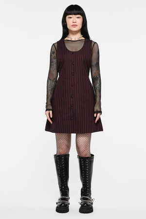 Black Friday - Undead Pinstripe Pinafore - black-red