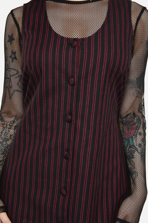 Black Friday - Undead Pinstripe Pinafore - black-red
