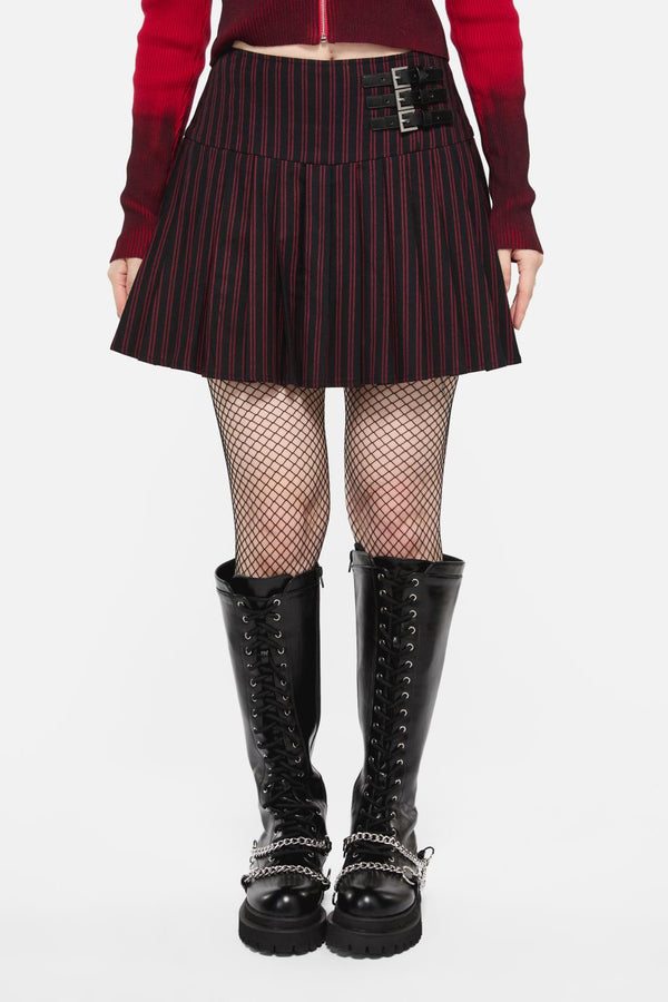 Black Friday - Undead Pinstripe Skort - black-red