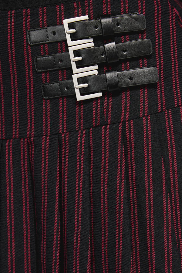 Black Friday - Undead Pinstripe Skort - black-red