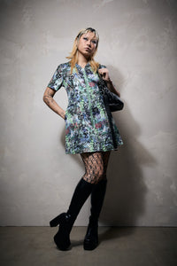 Black Friday - Laneway Zip Print SS Skater Dress - multi