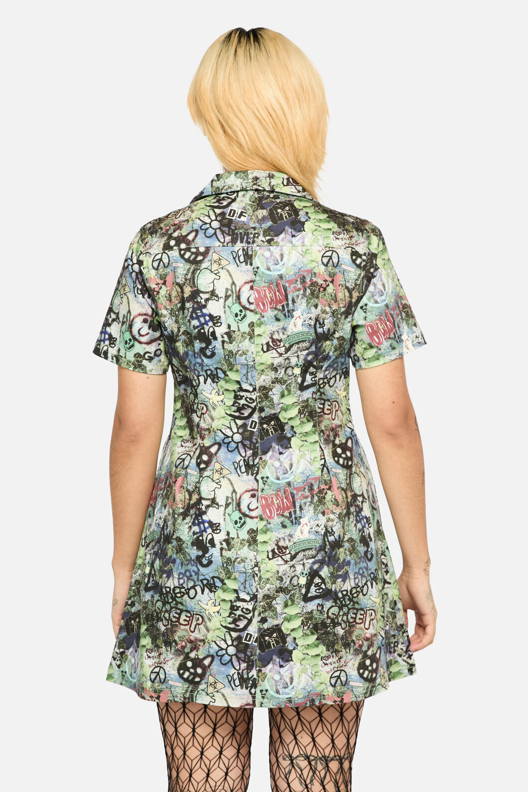 Black Friday - Laneway Zip Print SS Skater Dress - multi