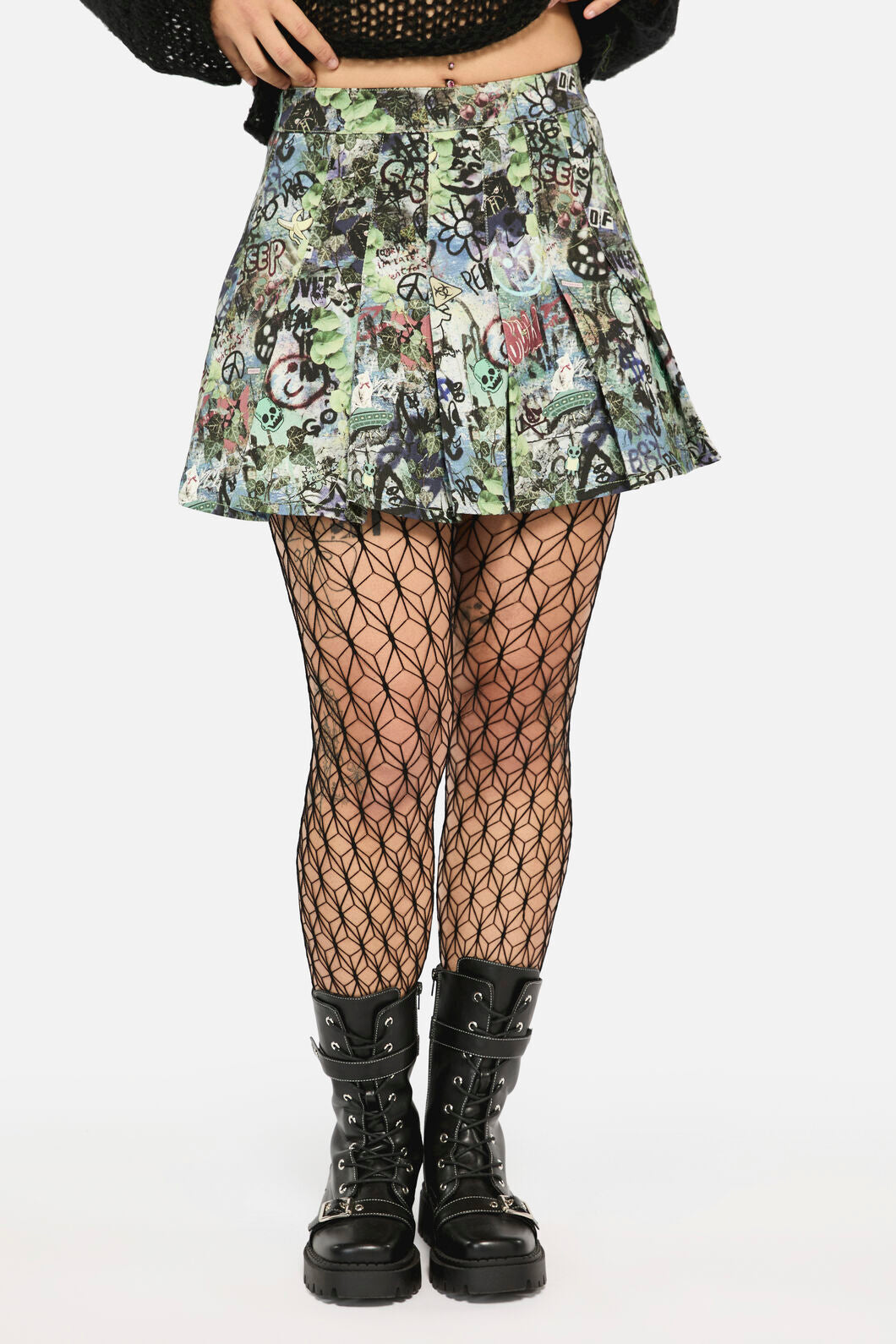 Black Friday - Laneway Print Pleated Skirt - multi
