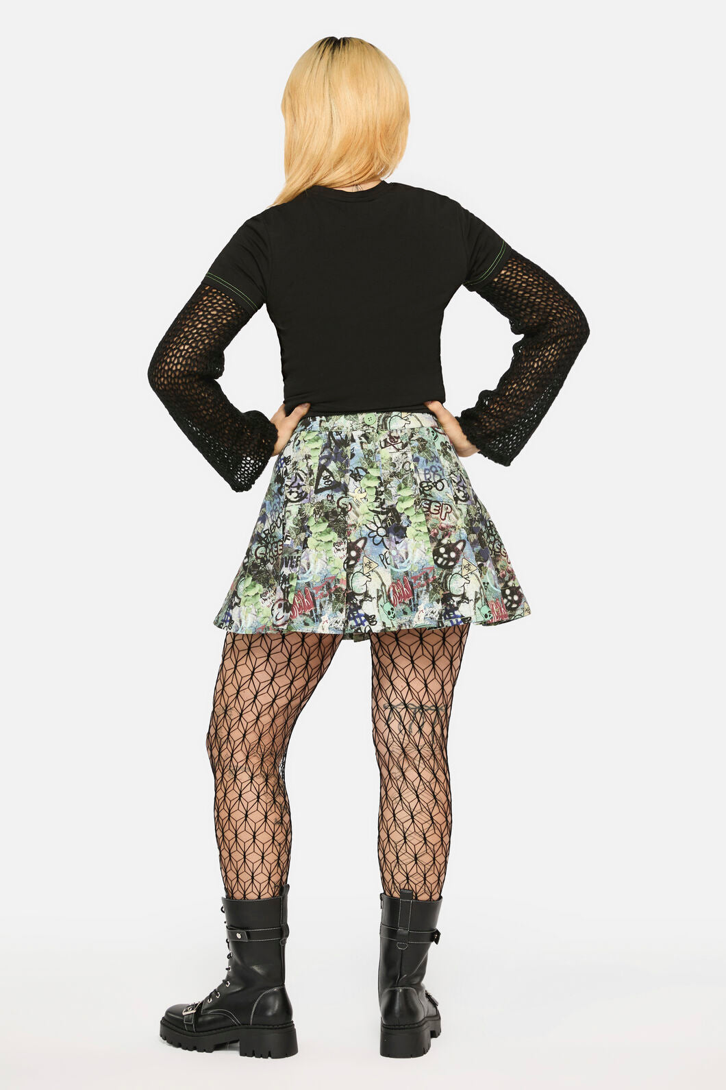 Black Friday - Laneway Print Pleated Skirt - multi