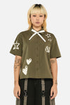 Black Friday - Graff Pinstripe Relaxed Blouse - khaki