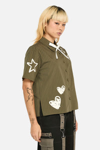 Black Friday - Graff Pinstripe Relaxed Blouse - khaki