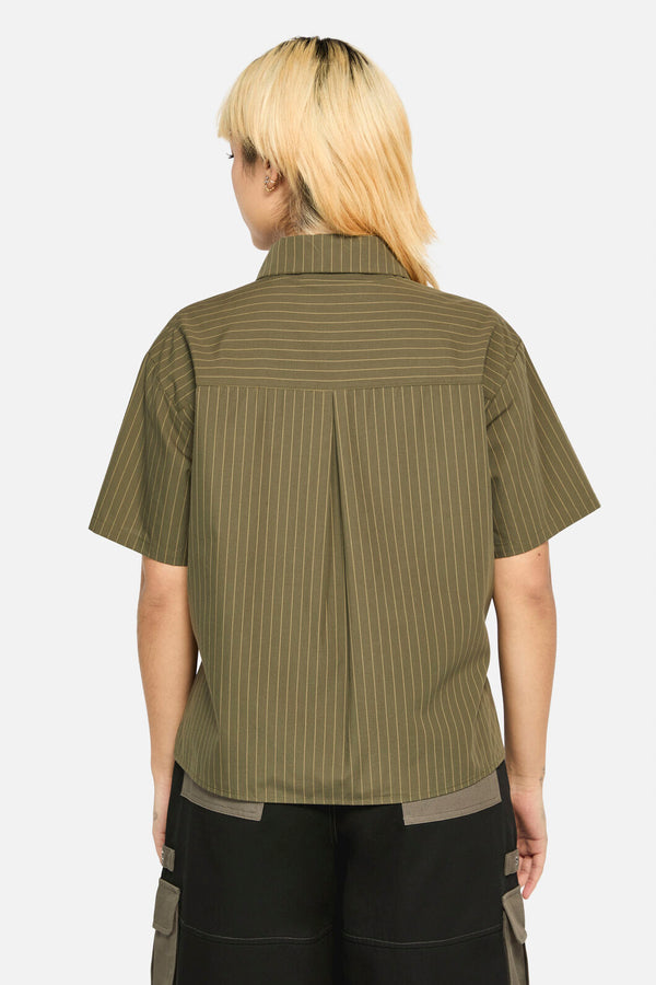 Black Friday - Graff Pinstripe Relaxed Blouse - khaki