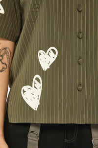 Black Friday - Graff Pinstripe Relaxed Blouse - khaki