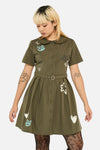 Black Friday - Graff Pinstripe Pleated Dress - khaki