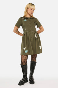 Black Friday - Graff Pinstripe Pleated Dress - khaki