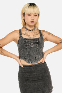 Black Friday - Laneway Acid WashBeltCorsetTop - grey