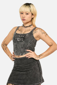 Black Friday - Laneway Acid WashBeltCorsetTop - grey