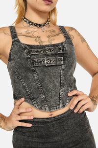 Black Friday - Laneway Acid WashBeltCorsetTop - grey