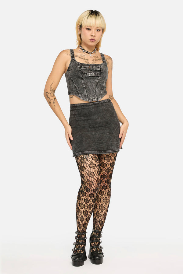 Black Friday - Laneway Acid WashBeltCorsetTop - grey