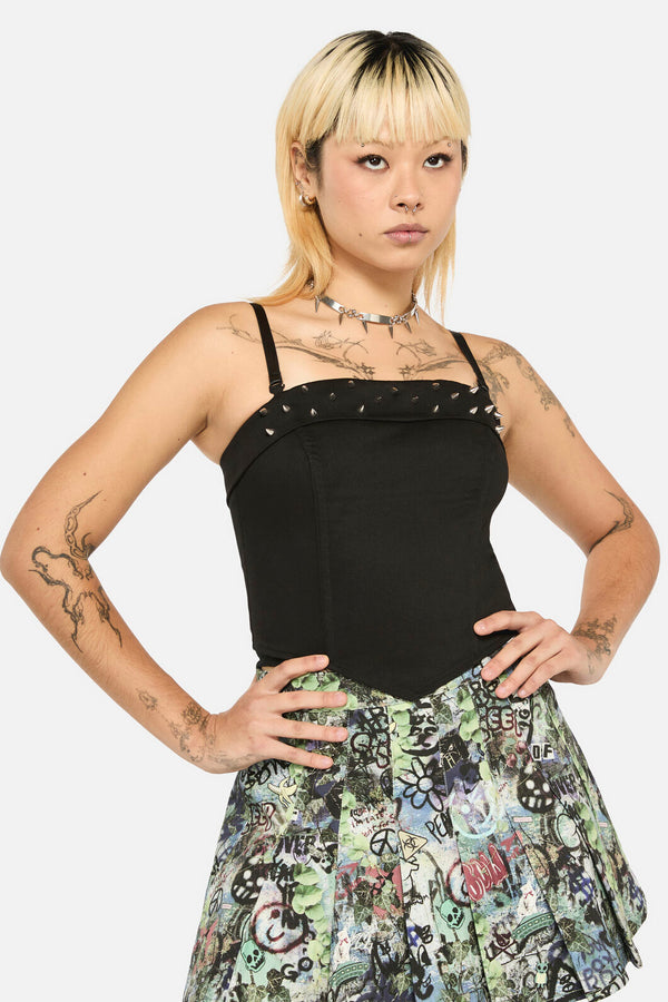 Black Friday - Laneway Studs Fitted Top - black