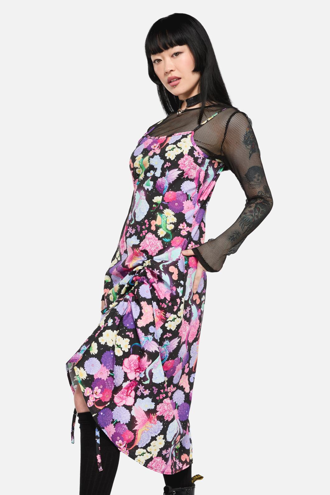 Black Friday - Dragons Grove Drawstring Slip Dress - multi