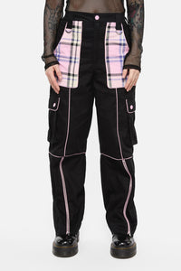 Black Friday - Dragon Scales Tartan Contrast Cargo - black-pink