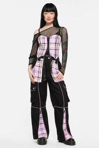 Black Friday - Dragon Scales Tartan Contrast Cargo - black-pink