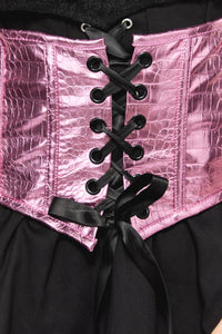 Black Friday - Scales PU Underbust Corset - pink