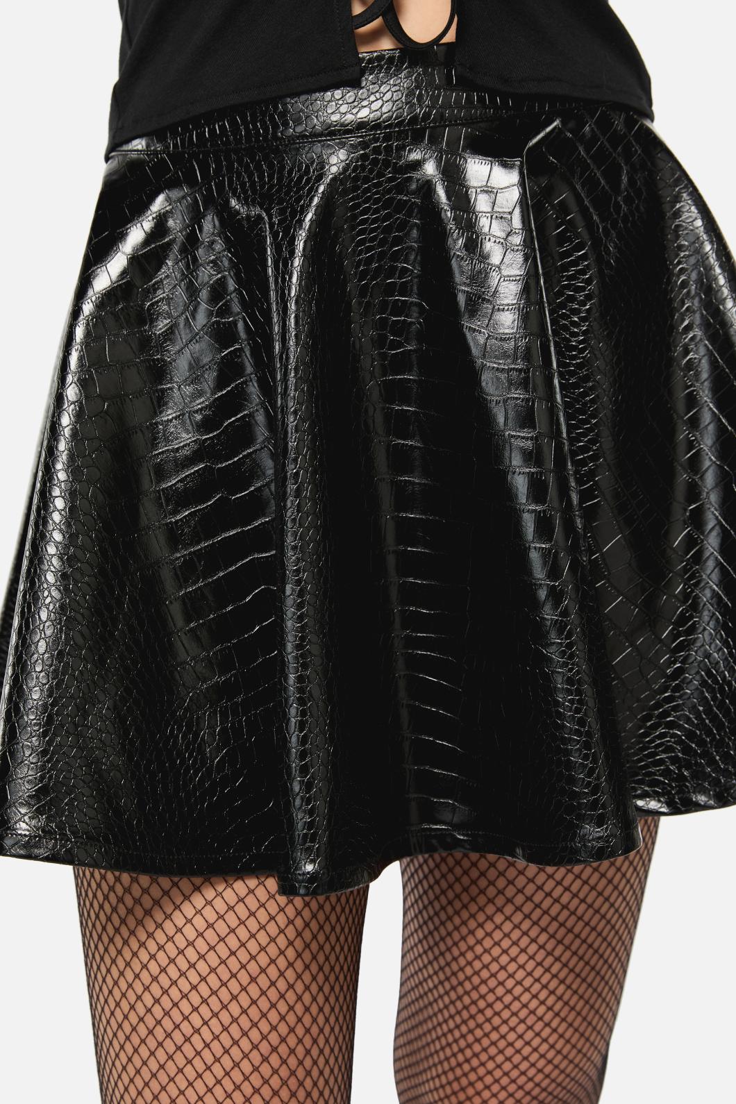 Black Friday - Scales PU Circle Skirt - black