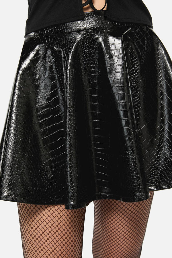 Black Friday - Scales PU Circle Skirt - black