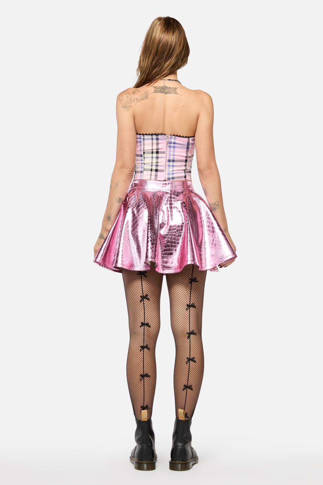 Black Friday - Scales PU Circle Skirt - pink