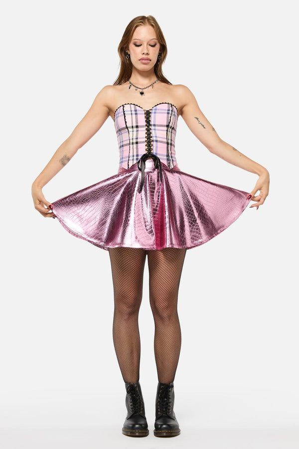 Black Friday - Scales PU Circle Skirt - pink