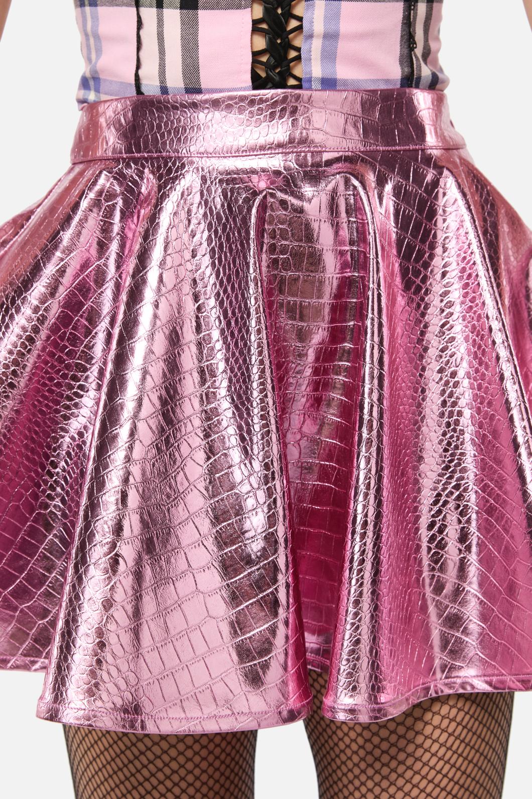 Black Friday - Scales PU Circle Skirt - pink