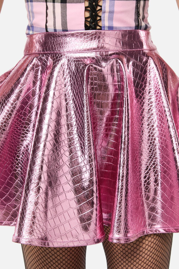 Black Friday - Scales PU Circle Skirt - pink