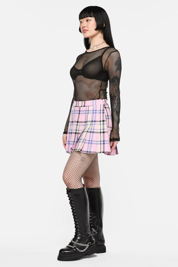 Black Friday - Dragon Scales Tartan Pleated Skort - pink